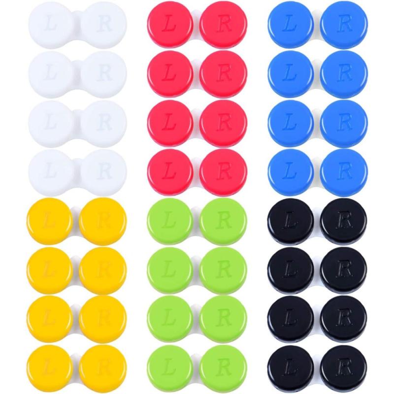 24 Pack Lens Cases Left Right Eyes Container 6 Colors