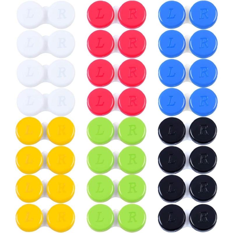 24 Pack Lens Cases Left Right Eyes Container 6 Colors