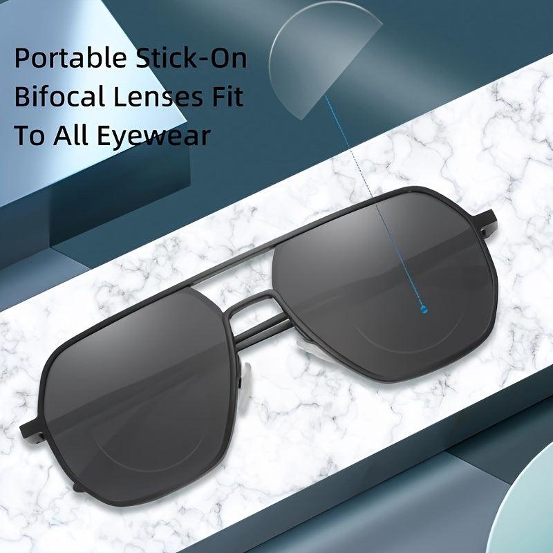 2pcs Silicone Bifocal Reading Lenses Stick on Presbyopia Magnification