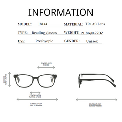 Squared Frame Reading Glasses 1.0-4.0 Unisex Men Women Corrective Eyeglasses