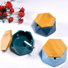 Ceramic Ashtray with Lid Home Hotel Office Decor Gift Men Women