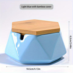 Ceramic Ashtray with Lid Home Hotel Office Decor Gift Men Women