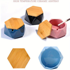 Ceramic Ashtray with Lid Home Hotel Office Decor Gift Men Women