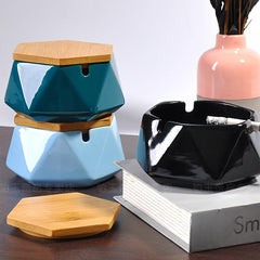 Ceramic Ashtray with Lid Home Hotel Office Decor Gift Men Women