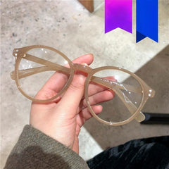Milk Tea Rice Nail Round Glasses Frame Female Internet Celebrities Style