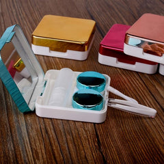 Portable Lens Case with Mirror Tweezers & Storage Box