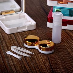 Portable Lens Case with Mirror Tweezers & Storage Box