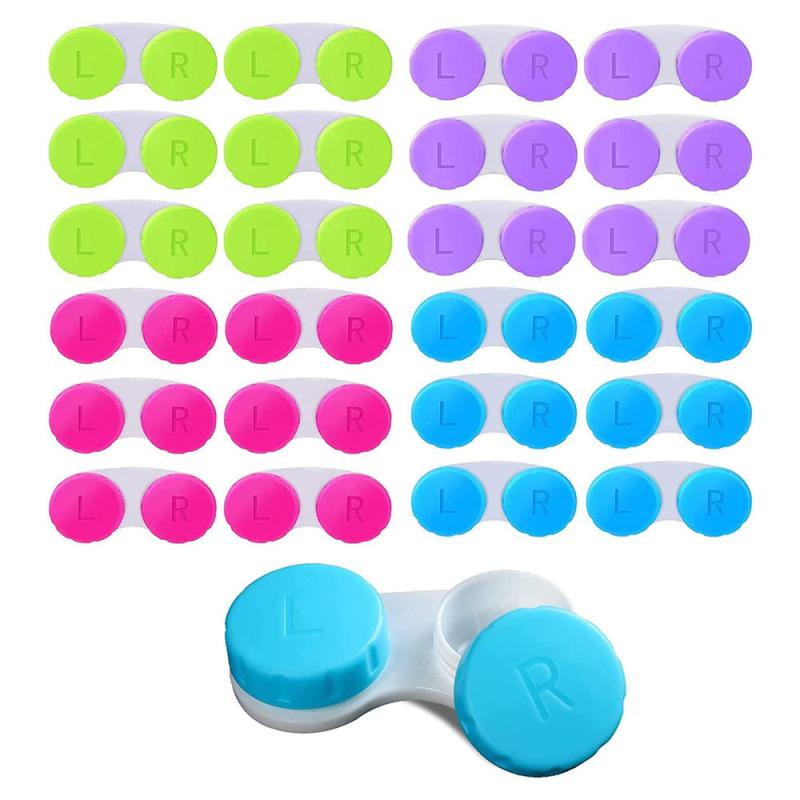 12 24 Pack Colorful Lens Case Box Holder Container Soak Storage Kit