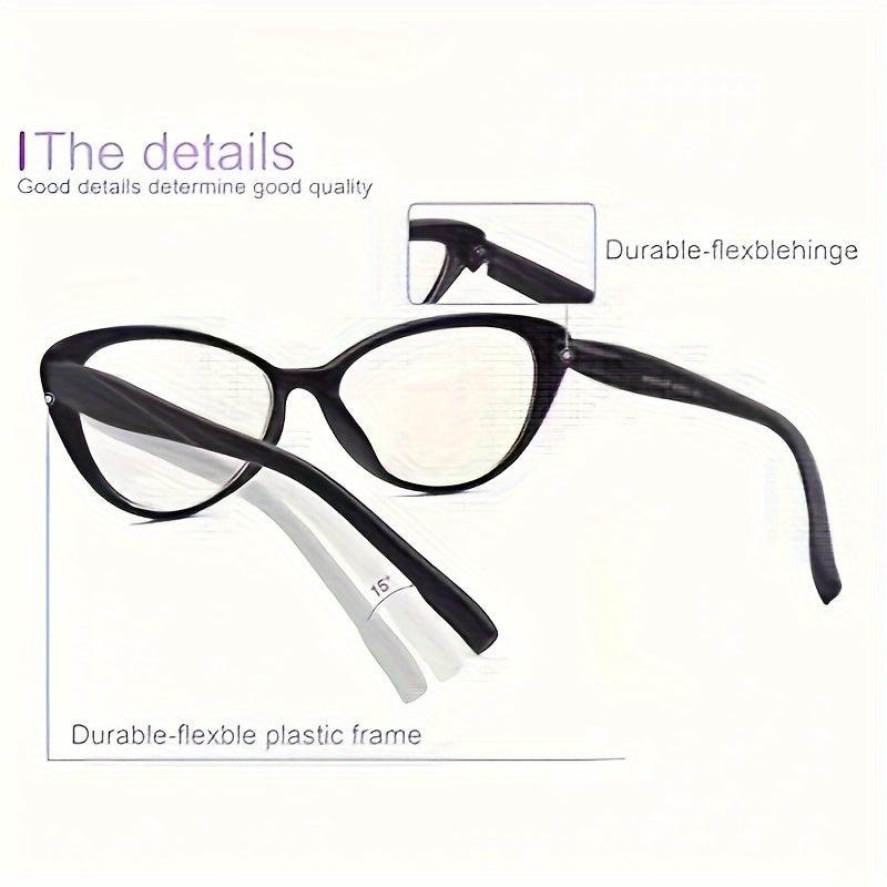 4Pack Women Cat Eye Reading Glasses Light Blocking Ladies Readers Spring Hinges