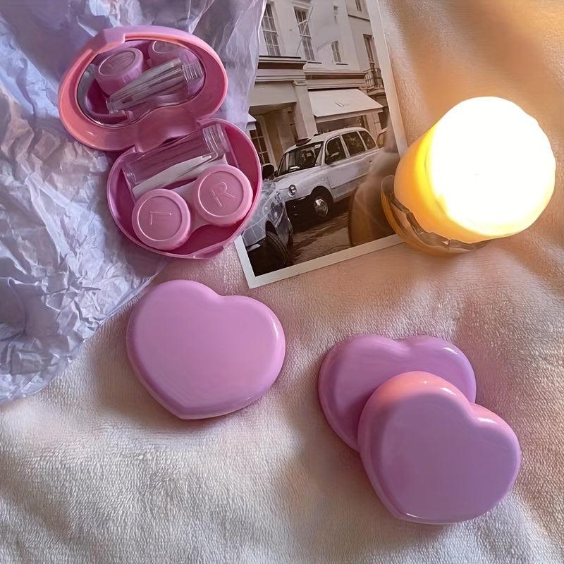 Heart Shaped Lens Case Solid Companion Care Case