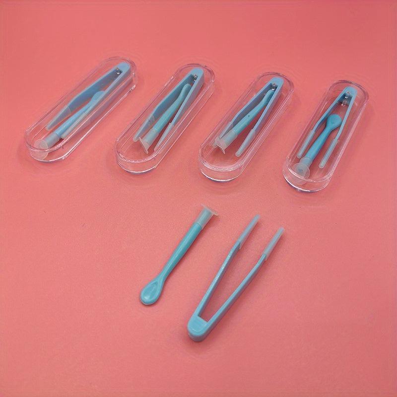 5 Pcs Tweezers & Holders Set Lens Box Special Tweezers Set Clip Stick