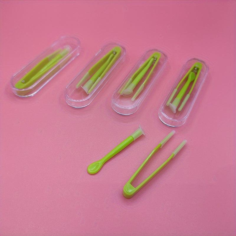 5 Pcs Tweezers & Holders Set Lens Box Special Tweezers Set Clip Stick