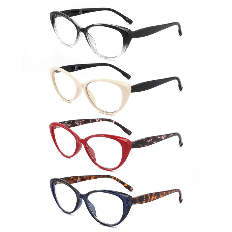 4pack Women's Computer Glasses Anti-glare UV Glasses