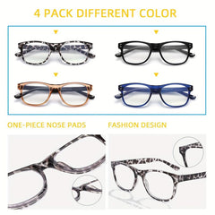 4Pack Light Blocking Glasses Stylish Computer Eyeglasses