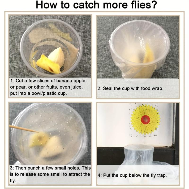 Floral Style Fly Trap Window Sticker, Indoor Fly Catcher, No Toxic, Odor-Free