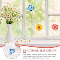 30Pcs Floral Style Fruit Fly Trap Window Sticker No Toxic Fly Paper For Home