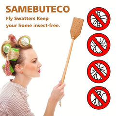 Heavy Duty Leather Fly Swatter with Long Handle for Indoor and Outdoor Use