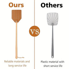Heavy Duty Leather Fly Swatter with Long Handle for Indoor and Outdoor Use