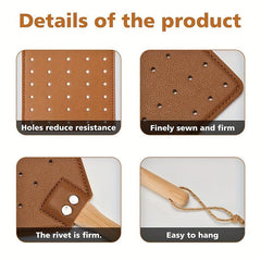 Heavy Duty Leather Fly Swatter with Long Handle for Indoor and Outdoor Use