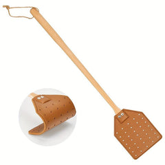 Heavy Duty Leather Fly Swatter with Long Handle for Indoor and Outdoor Use