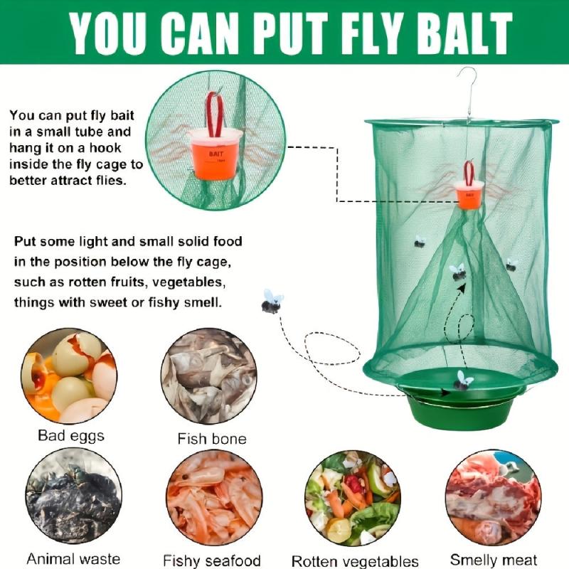 50pcs Reusable Hanging Fly Trap Cage Net for Pest Control