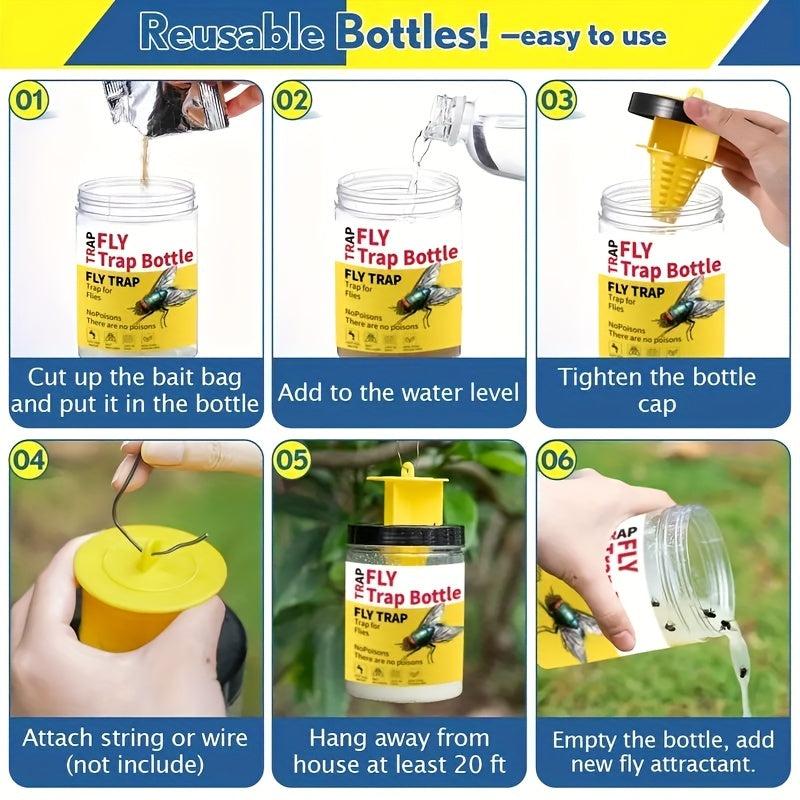 Reusable Outdoor Hanging Fly Trap Bottle with Bait Refill