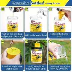 Reusable Outdoor Hanging Fly Trap Bottle with Bait Refill