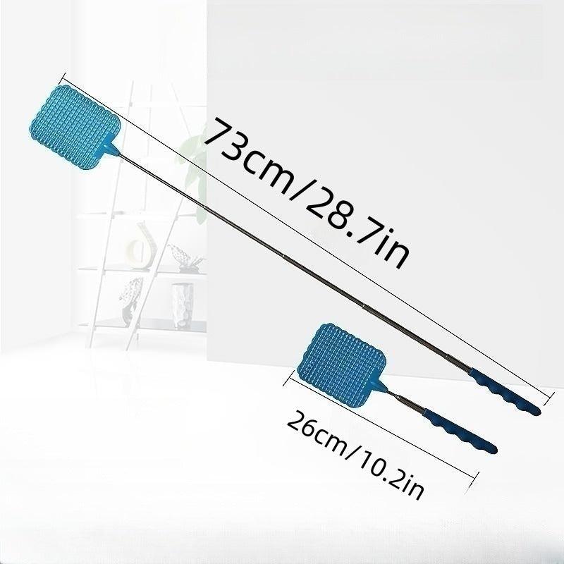2pcs Retractable Fly Swatter Stainless Steel Telescopic Handle Indoor Outdoor