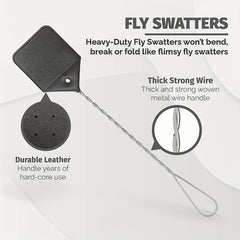 Sturdy Leather Fly Swatter with Metal Handle