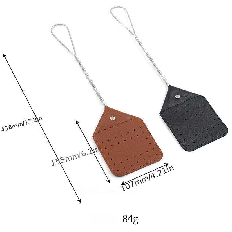 Sturdy Leather Fly Swatter with Metal Handle