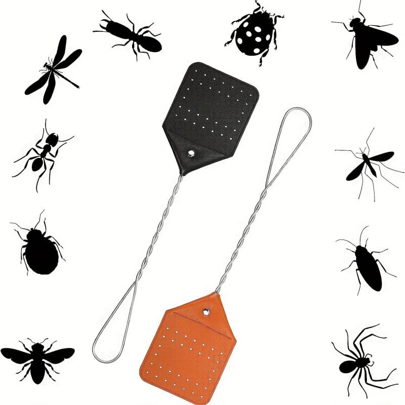 Sturdy Leather Fly Swatter with Metal Handle