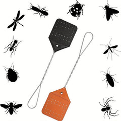 Sturdy Leather Fly Swatter with Metal Handle