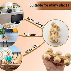 Six-Wheel Wooden Roller Massager for Stress Relief