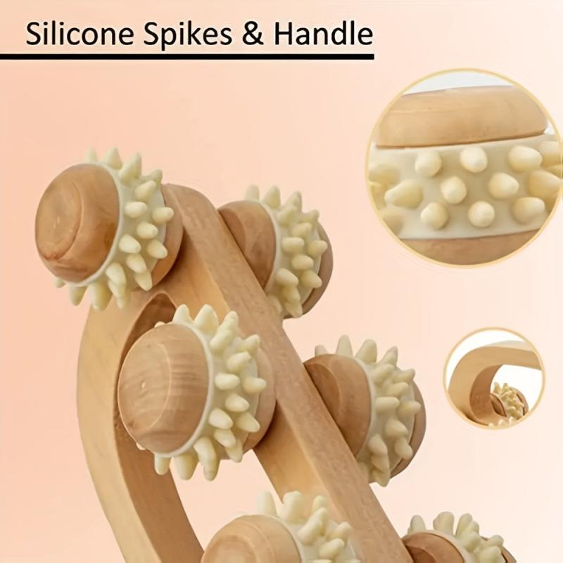 Six-Wheel Wooden Roller Massager for Stress Relief