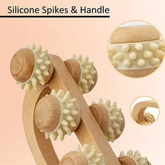 Six-Wheel Wooden Roller Massager for Stress Relief