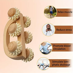 Six-Wheel Wooden Roller Massager for Stress Relief
