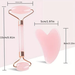 Pink Gua Sha Roller Scraping Board Beauty Set