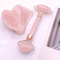 Pink Gua Sha Roller Scraping Board Beauty Set