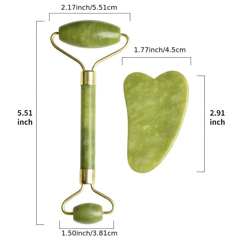 Jade Roller Natural Stone Massager Gua Sha Set For Face Eye Neck Skin Care