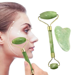 Jade Roller Natural Stone Massager Gua Sha Set For Face Eye Neck Skin Care