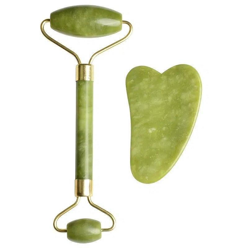 Jade Roller Natural Stone Massager Gua Sha Set For Face Eye Neck Skin Care