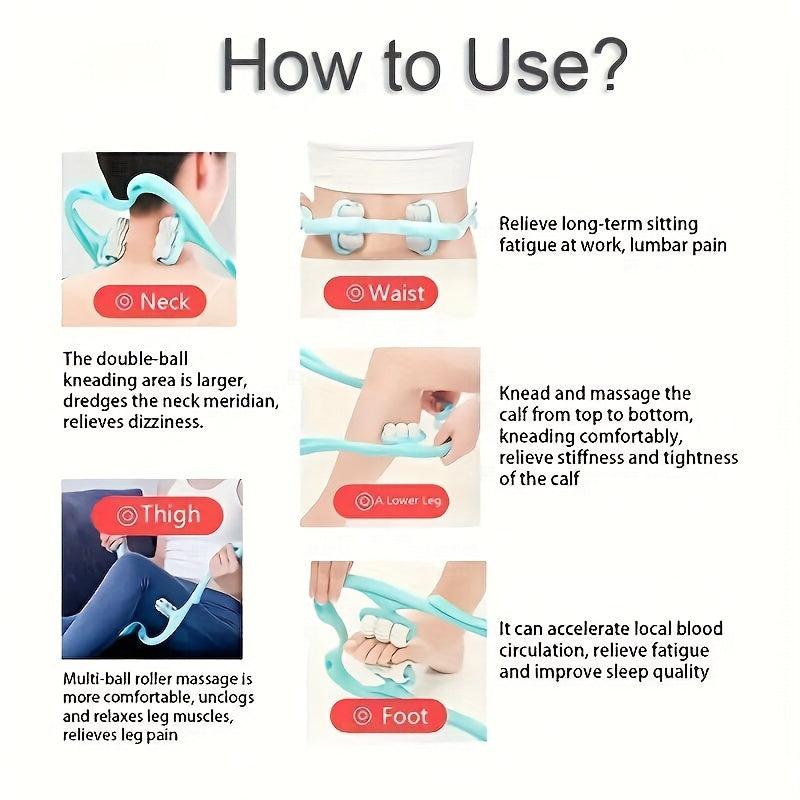 6 Rounds Cervical Spine Massager Clip - Manual Neck Waist Rotary Massage Tool