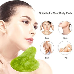 2pcs Jade Gua Sha Board Roller Set Facial Massage Tool Body Gua Sha Massager