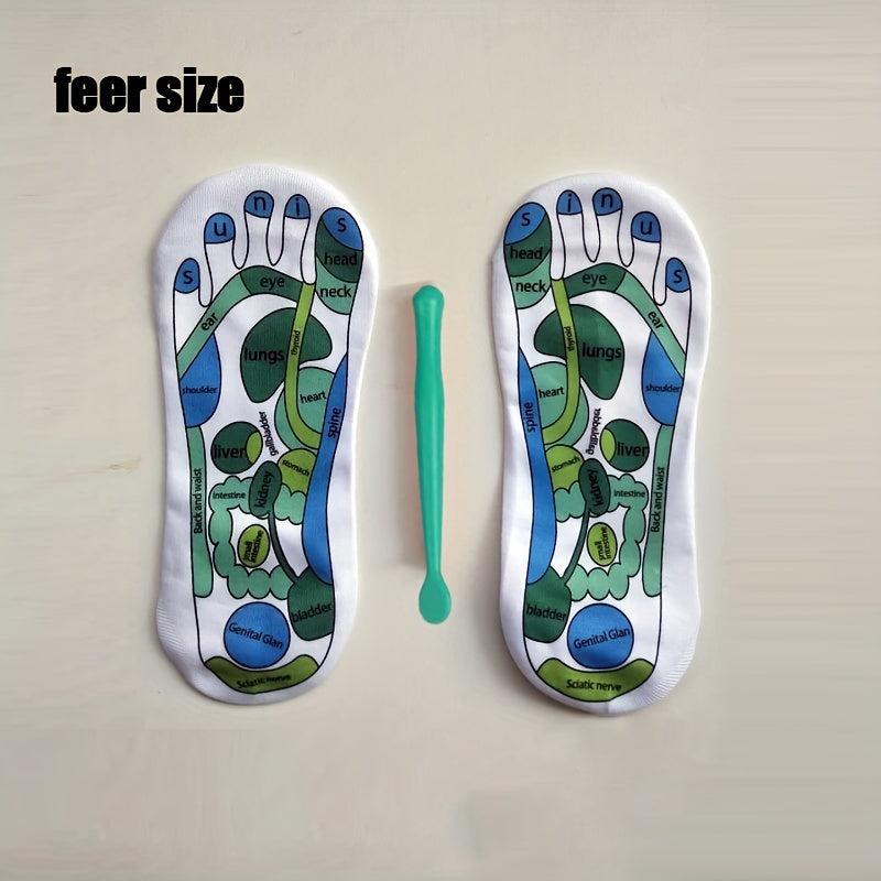 Foot Acupressure Socks + Point Charts Massage Sticks