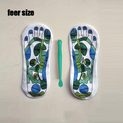 Foot Acupressure Socks + Point Charts Massage Sticks