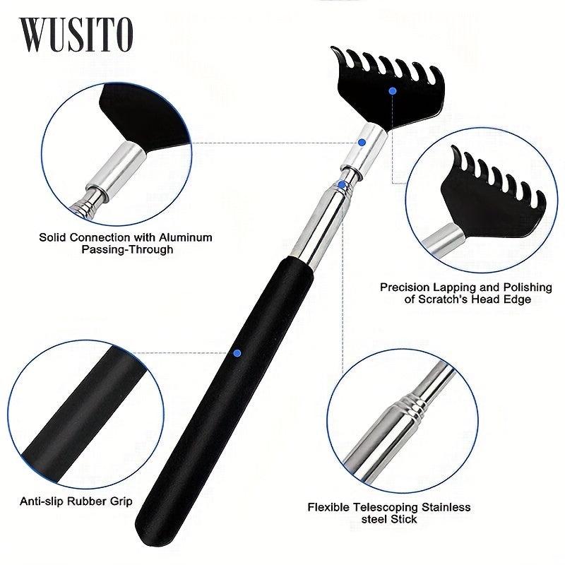 Telescoping Stainless Steel Back Scratcher with Gift Bag - Portable Massage Tool