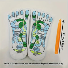 Illustrated Acupoint Socks Massage Socks with Massage Stick