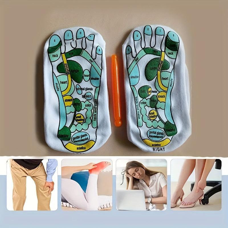 Illustrated Acupoint Socks Massage Socks with Massage Stick