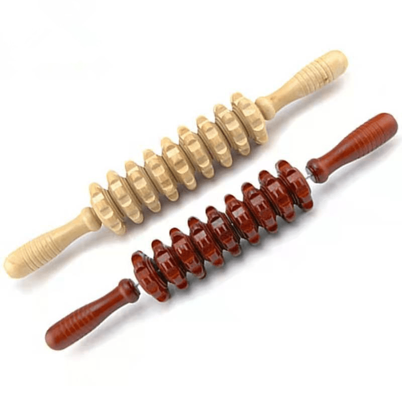 Wood Grain 9 Wheel Back Massager for Body and Abdomen