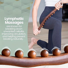 Wooden Massage Stick 8 Beads Scraping Tool Lymphatic Drainage Massager